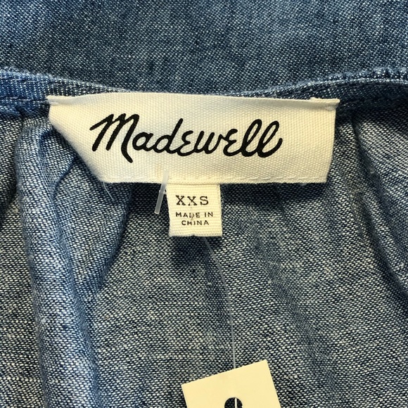 ⭐️ NWT Madewell Chambray Cold Shoulder Top Shirt SIZE XXS - Picture 8 of 12